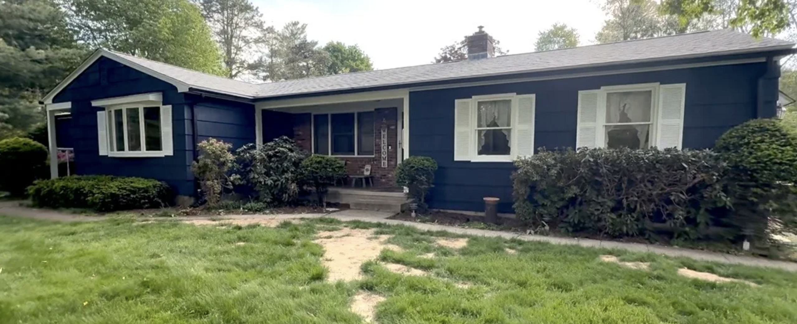 Exterior house painting transformation in Enfield CT by Blue Diamond Painters